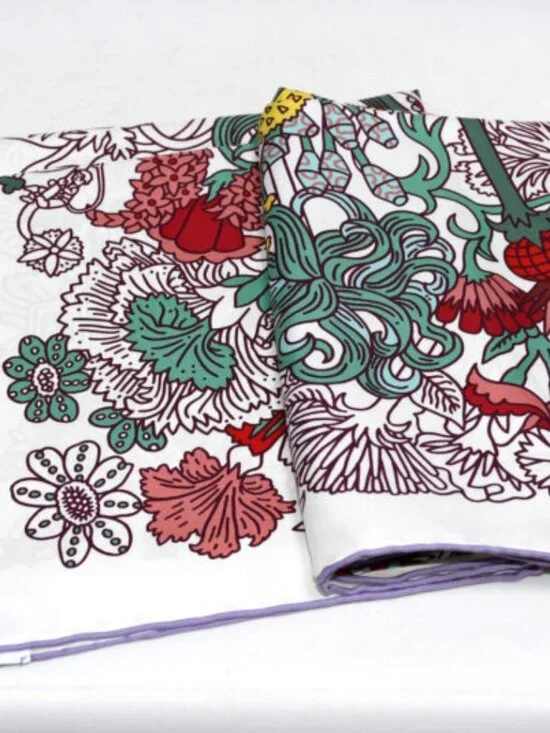 HERMES Carre 90 Scarf CACHE CACHE Fleuri Silk w/Tag White Flower by Pierre Marie - Picture 7 of 7